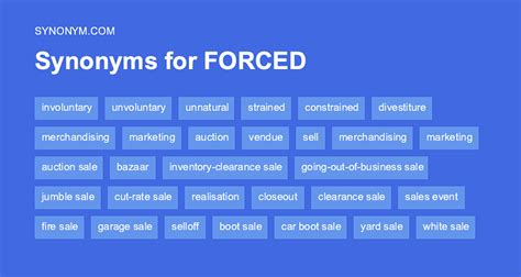 Find 271 different ways to say IN FORCE, along with antonyms, related words, and example sentences at Thesaurus. . Forced synonym